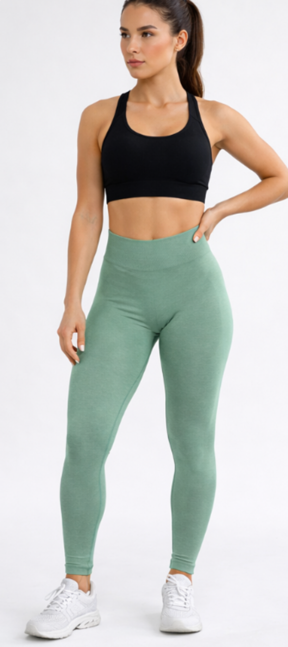 Alphalete Leggings Womens Small Green Seamless High Waist Scrunch Ankle Yoga Gym